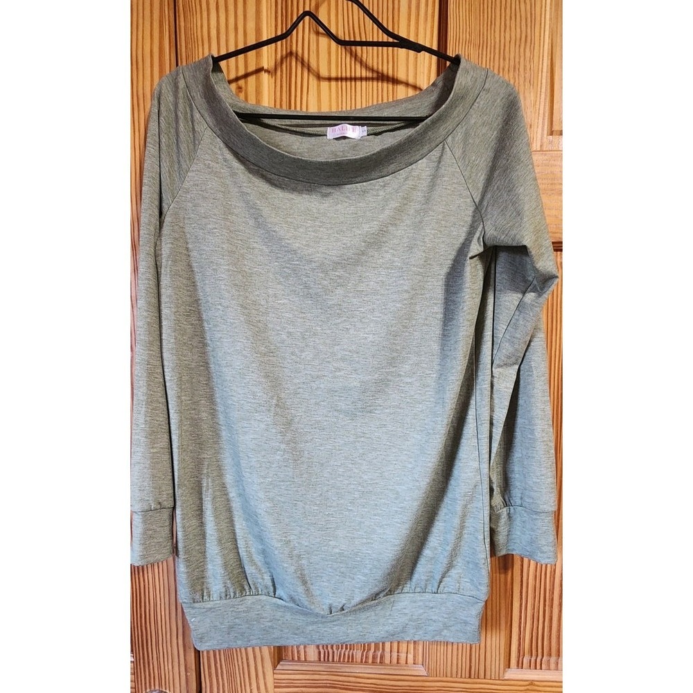 HALIFE Green Long Sleeve Top Womens Size Small Elastic Hem‎ Casual Shirt